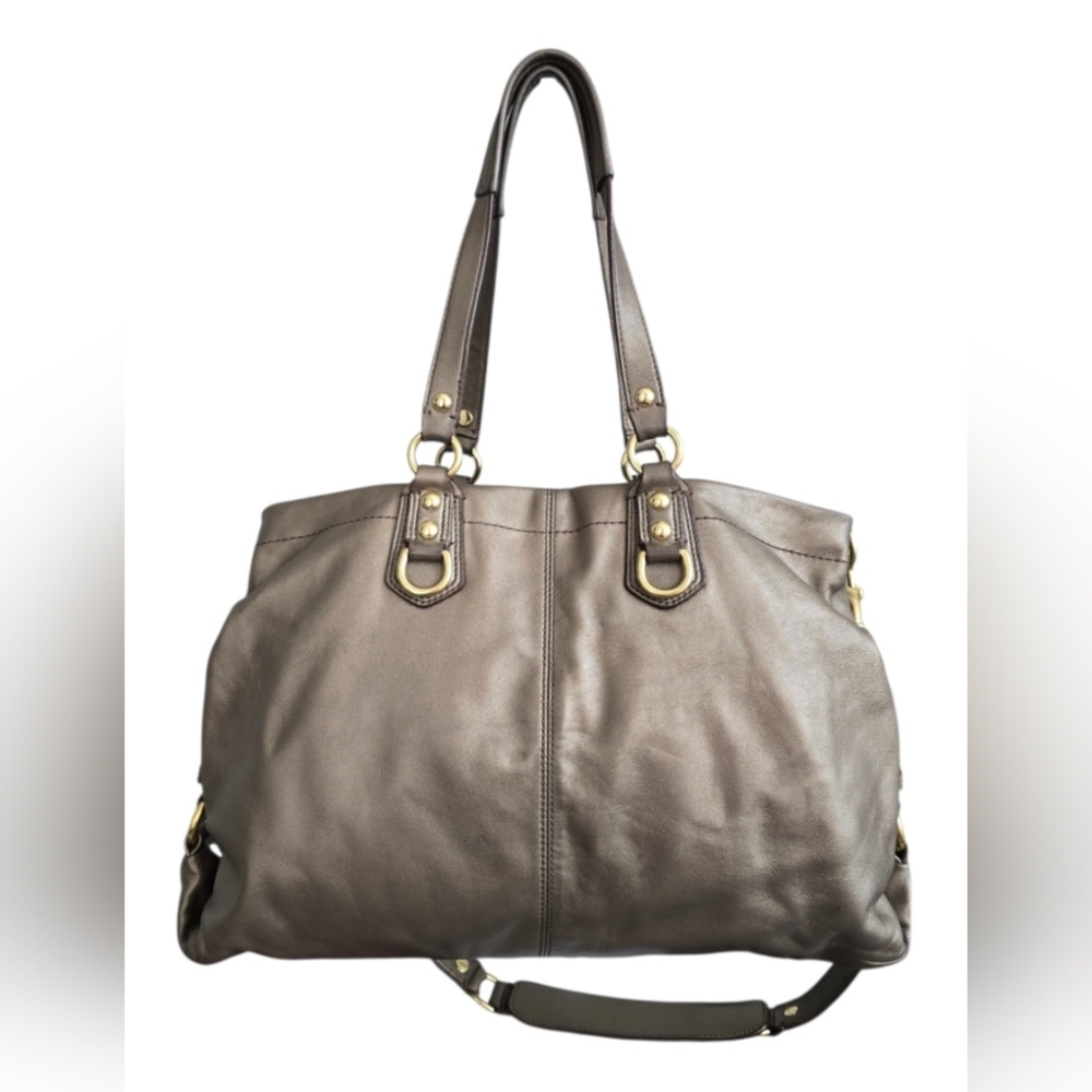 Coach Ashley Leather Satchel F15513 Shoulder Bag Metallic Bronze EUC - Picture 4 of 14